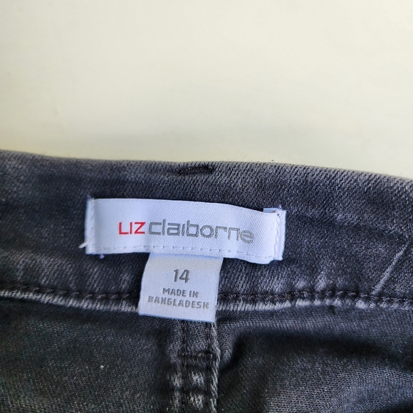 Liz Claiborne Womens Black Denim Skirt A-line Classic Midi Stretch Sz 14 - Picture 9 of 12